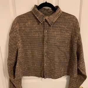 Urban Renewal Bleached Cropped Vintage Flannel